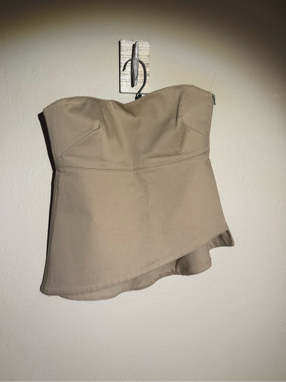 Zara Strapless Peplum Top in Beige